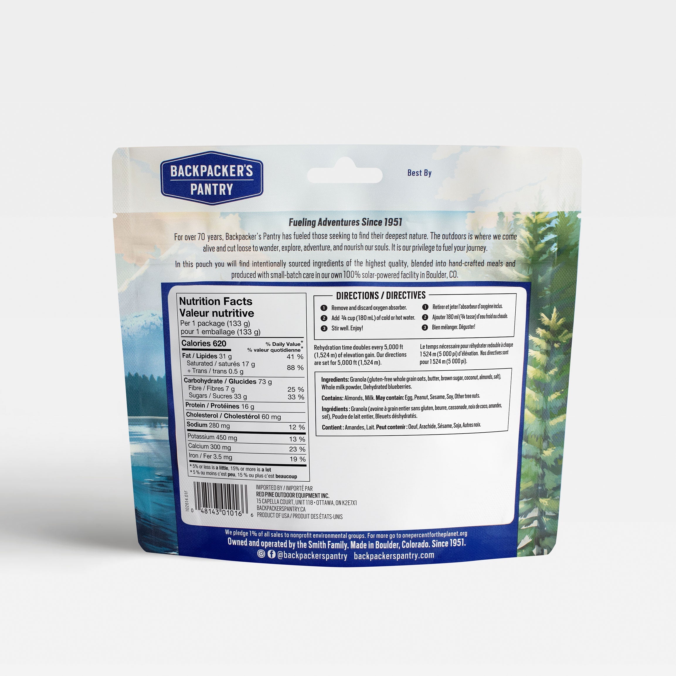 Granola w/ Blueberries, Almonds & Milk Backpacker's Pantry Canada