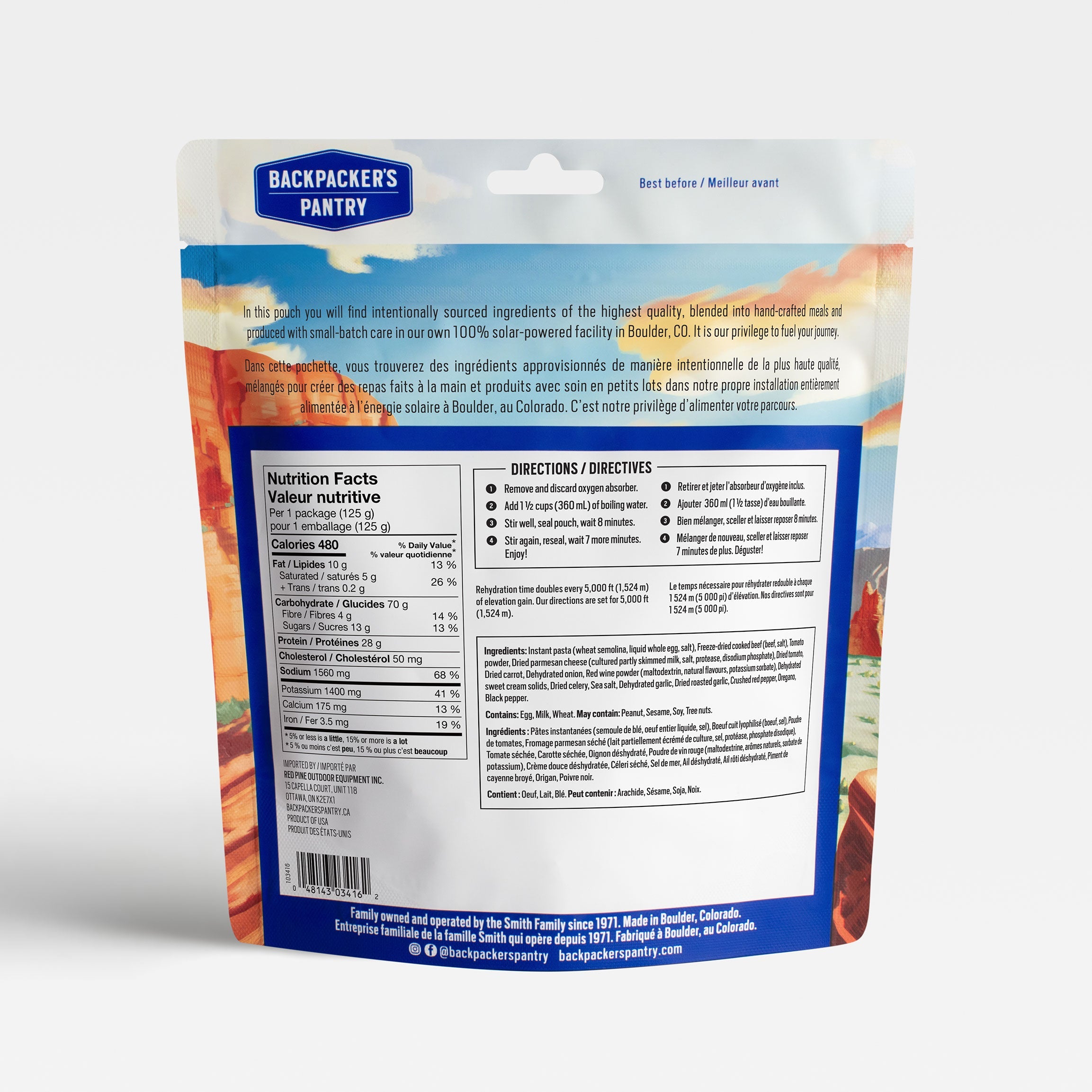 Beef Bolognese Backpacker's Pantry Canada